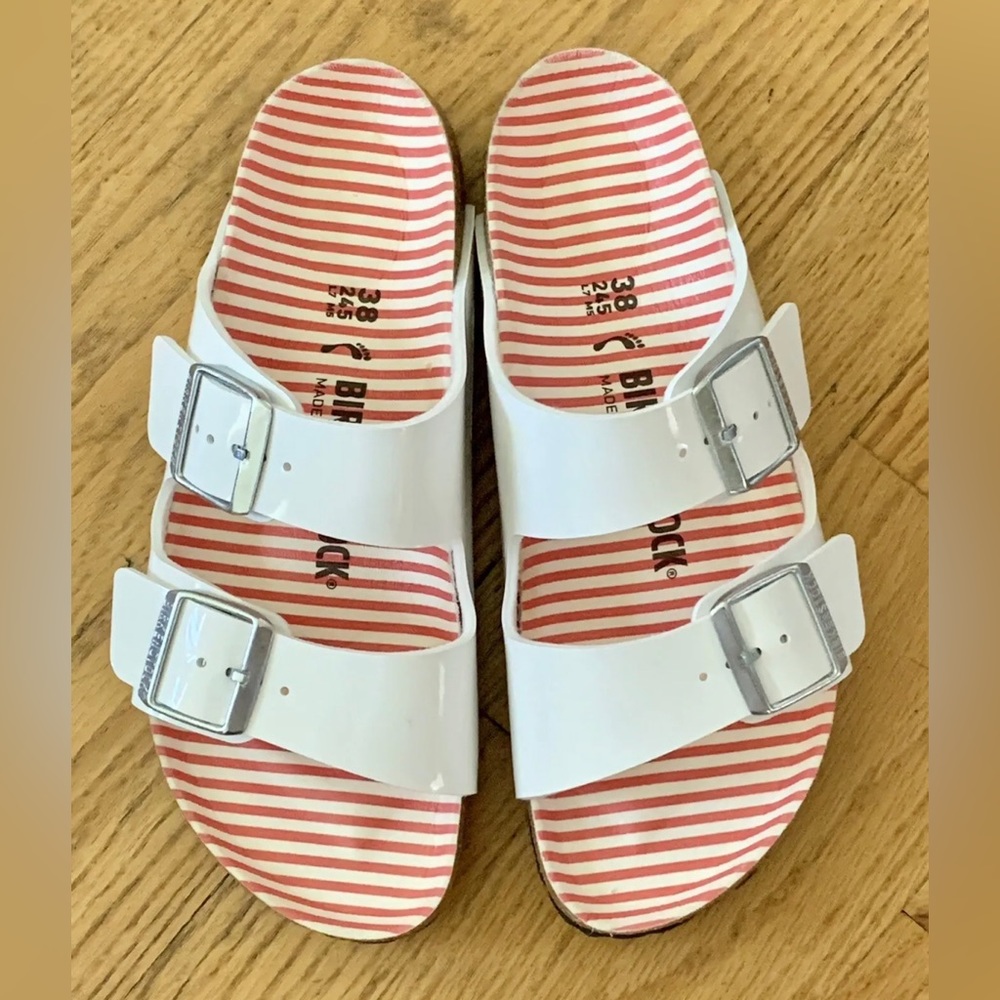 NWT BIRKENSTOCK Arizona White Birko-Flor Sandal Size 8 - Picture 4 of 17
